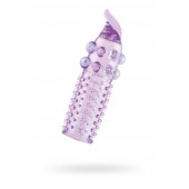 Гелевая фиолетовая насадка с шариками, шипами и усиком - 11 см. - Toyfa Basic - в Ноябрьске купить с доставкой