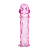 Гладкая розовая насадка с усиками под головкой - 12,5 см. - Toyfa Basic - в Ноябрьске купить с доставкой