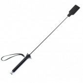 Чёрный кожаный стек с прямоугольным наконечником - 66 см. - БДСМ Арсенал - купить с доставкой в Ноябрьске