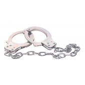 Наручники из металла с длинной цепочкой CHROME HANDCUFFS METAL HANDCUFFS W. KEY - NMC - купить с доставкой в Ноябрьске