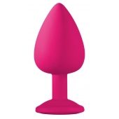 Большая розовая анальная пробка Emotions Cutie Large с фиолетовым кристаллом - 10 см. - Lola Games - купить с доставкой в Ноябрьске