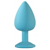 Большая голубая анальная пробка Emotions Cutie Large с фиолетовым кристаллом - 10 см. - Lola Games - купить с доставкой в Ноябрьске