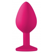 Средняя розовая анальная пробка Emotions Cutie Medium с фиолетовым кристаллом - 8,5 см. - Lola Games - купить с доставкой в Ноябрьске