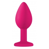 Малая розовая анальная пробка Emotions Cutie Small с чёрным кристаллом - 7,5 см. - Lola Games - купить с доставкой в Ноябрьске