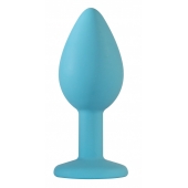 Малая голубая анальная пробка Emotions Cutie Small с фиолетовым кристаллом - 7,5 см. - Lola Games - купить с доставкой в Ноябрьске