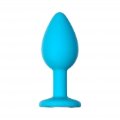 Малая голубая анальная пробка Emotions Cutie Small с розовым кристаллом - 7,5 см. - Lola Games - купить с доставкой в Ноябрьске