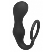 Чёрное эрекционное кольцо с анальной пробкой Double Pleasure Anal Plug - Lola Games - в Ноябрьске купить с доставкой