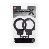 Чёрные наручники из листового металла в комплекте с веревкой BONDX METAL CUFFS LOVE ROPE SET - Dream Toys - купить с доставкой в Ноябрьске