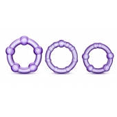Набор из 3 фиолетовых эрекционных колец Stay Hard Beaded Cockrings - Blush Novelties - в Ноябрьске купить с доставкой