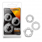 Набор из 3 прозрачных эрекционных колец Stay Hard Beaded Cockrings - Blush Novelties - в Ноябрьске купить с доставкой