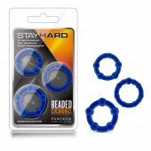 Набор из 3 синих эрекционных колец Stay Hard Beaded Cockrings - Blush Novelties - в Ноябрьске купить с доставкой