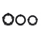 Набор из 3 чёрных эрекционных колец Stay Hard Beaded Cockrings - Blush Novelties - в Ноябрьске купить с доставкой