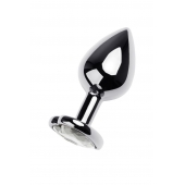 Серебристая анальная пробка с прозрачным кристаллом-сердцем - 8 см. - ToyFa - купить с доставкой в Ноябрьске