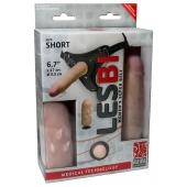 Телесный поясной страпон LESBI с вагинальной пробкой - 17 см. - LOVETOY (А-Полимер) - купить с доставкой в Ноябрьске