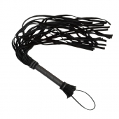 Чёрная плеть с кожаной рукоятью - 65 см. - Sitabella - купить с доставкой в Ноябрьске