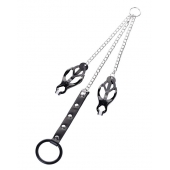 Черно-серебристые зажимы для сосков с кольцом для пениса TOYFA Metal - ToyFa - купить с доставкой в Ноябрьске