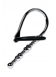 Серебристый уретральный плаг-бусины TOYFA Metal с мягким фиксириющим кольцом - ToyFa - купить с доставкой в Ноябрьске