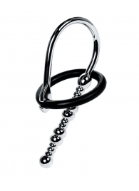 Серебристый уретральный плаг-бусины TOYFA Metal с мягким фиксириющим кольцом - ToyFa - купить с доставкой в Ноябрьске