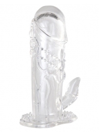 Прозрачная гелевая насадка с клиторальным отростком - 13 см. - Toyfa Basic - в Ноябрьске купить с доставкой