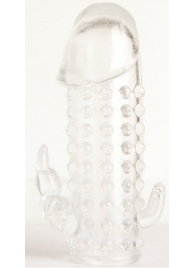 Гелевая прозрачная насадка с 2 отростками - 13 см. - Toyfa Basic - в Ноябрьске купить с доставкой