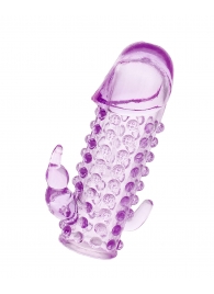 Закрытая фиолетовая насадка с 2 отростками - 13 см. - Toyfa Basic - в Ноябрьске купить с доставкой