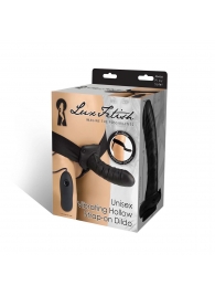 Чёрный полый страпон с вибрацией Unisex Vibrating Hollow Strap-On - 14 см. - Lux Fetish - купить с доставкой в Ноябрьске