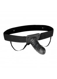 Чёрный полый страпон с вибрацией Unisex Vibrating Hollow Strap-On - 14 см. - Lux Fetish - купить с доставкой в Ноябрьске