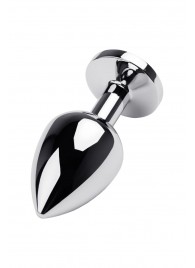 Серебристая коническая анальная пробка с красным кристаллом - 8 см. - ToyFa - купить с доставкой в Ноябрьске