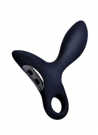 Черный силиконовый анальный вибромассажер Erokey с колечком-ограничителем - Erokay - в Ноябрьске купить с доставкой