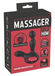 Черный вибромассажер простаты с нагревом и ротацией Prostate Plug - 14,5 см. - Orion - в Ноябрьске купить с доставкой