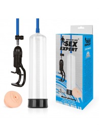 Прозрачная вакуумная помпа Sex Expert с насадкой-вагиной - Sex Expert - в Ноябрьске купить с доставкой