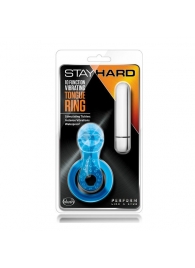 Голубое эрекционное виброкольцо 10 Function Vibrating Tongue Ring - Blush Novelties - в Ноябрьске купить с доставкой