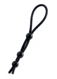 Черное лассо на пенис с тремя бусинами - A-toys - в Ноябрьске купить с доставкой