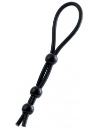 Черное лассо на пенис с тремя бусинами - A-toys - в Ноябрьске купить с доставкой