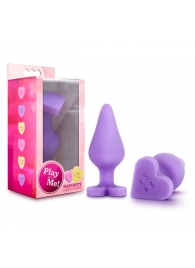 Фиолетовая анальная пробка Naughty Candy Heart Do Me Now - 8,9 см. - Blush Novelties - купить с доставкой в Ноябрьске