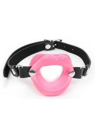 Розовый кляп-губки на черном ремешке - Notabu - купить с доставкой в Ноябрьске