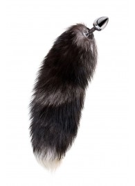 Серебристая металлическая анальная втулка с хвостом чернобурой лисы - размер S - ToyFa - купить с доставкой в Ноябрьске