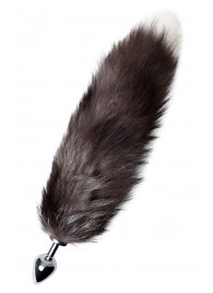 Серебристая металлическая анальная втулка с хвостом чернобурой лисы - размер S - ToyFa - купить с доставкой в Ноябрьске