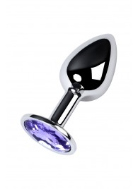 Серебристая конусовидная анальная пробка с фиолетовым кристаллом - 7 см. - ToyFa - купить с доставкой в Ноябрьске