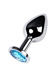 Серебристая конусовидная анальная пробка с голубым кристаллом - 8 см. - ToyFa - купить с доставкой в Ноябрьске