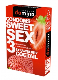 Презервативы для орального секса DOMINO Sweet Sex с ароматом клубничного коктейля  - 3 шт. - Domino - купить с доставкой в Ноябрьске