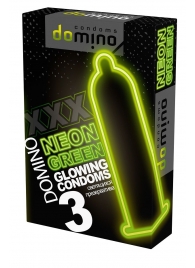 Презервативы DOMINO Neon Green со светящимся в темноте кончиком - 3 шт. - Domino - купить с доставкой в Ноябрьске