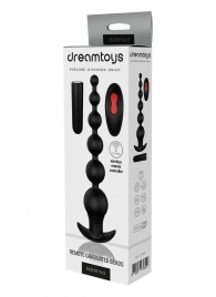 Черный анальный вибромассажер REMOTE GRADUATING BEADS - 20,7 см. - Dream Toys