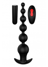 Черный анальный вибромассажер REMOTE GRADUATING BEADS - 20,7 см. - Dream Toys