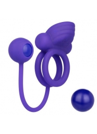 Фиолетовое эрекционное кольцо с утяжелителем Silicone Rechargeable Dual Rockin Rim Enhancer - California Exotic Novelties - в Ноябрьске купить с доставкой