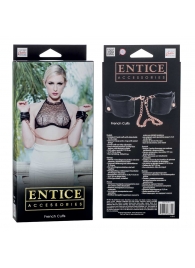 Черные мягкие наручники Entice French Cuffs с цепью - California Exotic Novelties - купить с доставкой в Ноябрьске