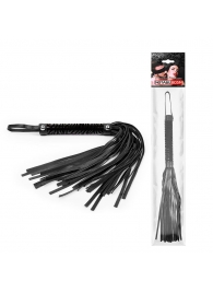Черная гладкая плеть-флоггер с ручкой - 40 см. - Notabu - купить с доставкой в Ноябрьске