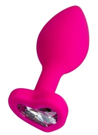 Розовая анальная втулка Diamond Heart с прозрачным кристаллом - 8 см. - ToyFa - купить с доставкой в Ноябрьске