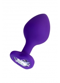 Фиолетовая анальная втулка Diamond Heart с прозрачным кристаллом - 8 см. - ToyFa - купить с доставкой в Ноябрьске