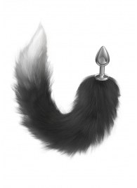 Серебристая анальная пробка с черным хвостом Galaxy - Lola Games - купить с доставкой в Ноябрьске